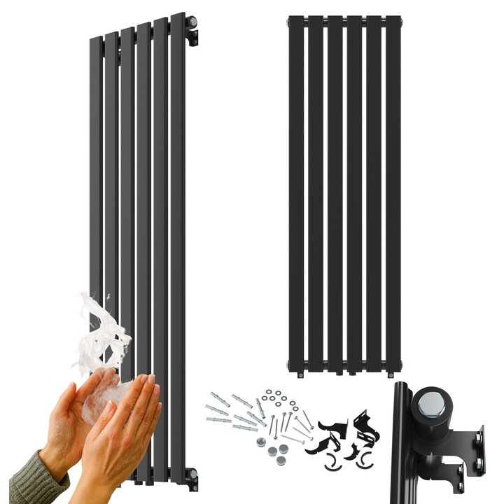 Radiator Baie Granitan Model Fero, Vertical, Negru, 1400x450mm, 687W