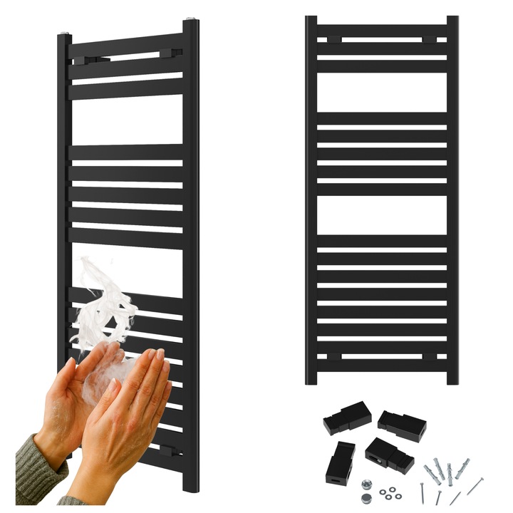 Radiator Baie Granitan ENZO, 480 W, Negru, 1200x500 mm