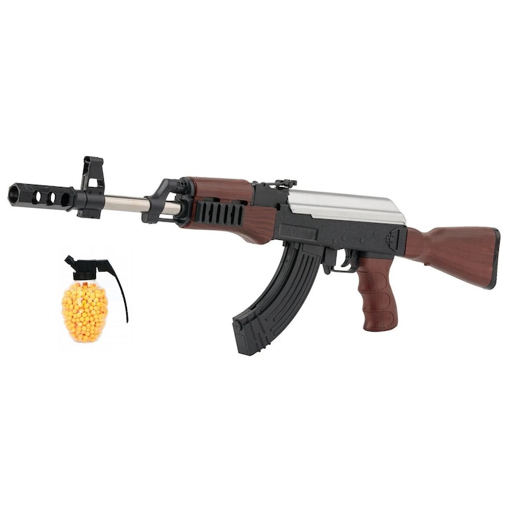 Pusca de jucarie AK47, 6 mm, plastic, 78 cm, set 800 bile