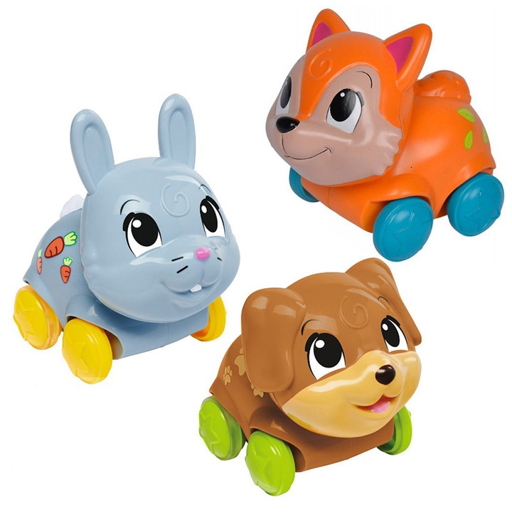 Забавни колички животни, ABC, комплект от 3 модела, разнообразие от цветове, 8 см