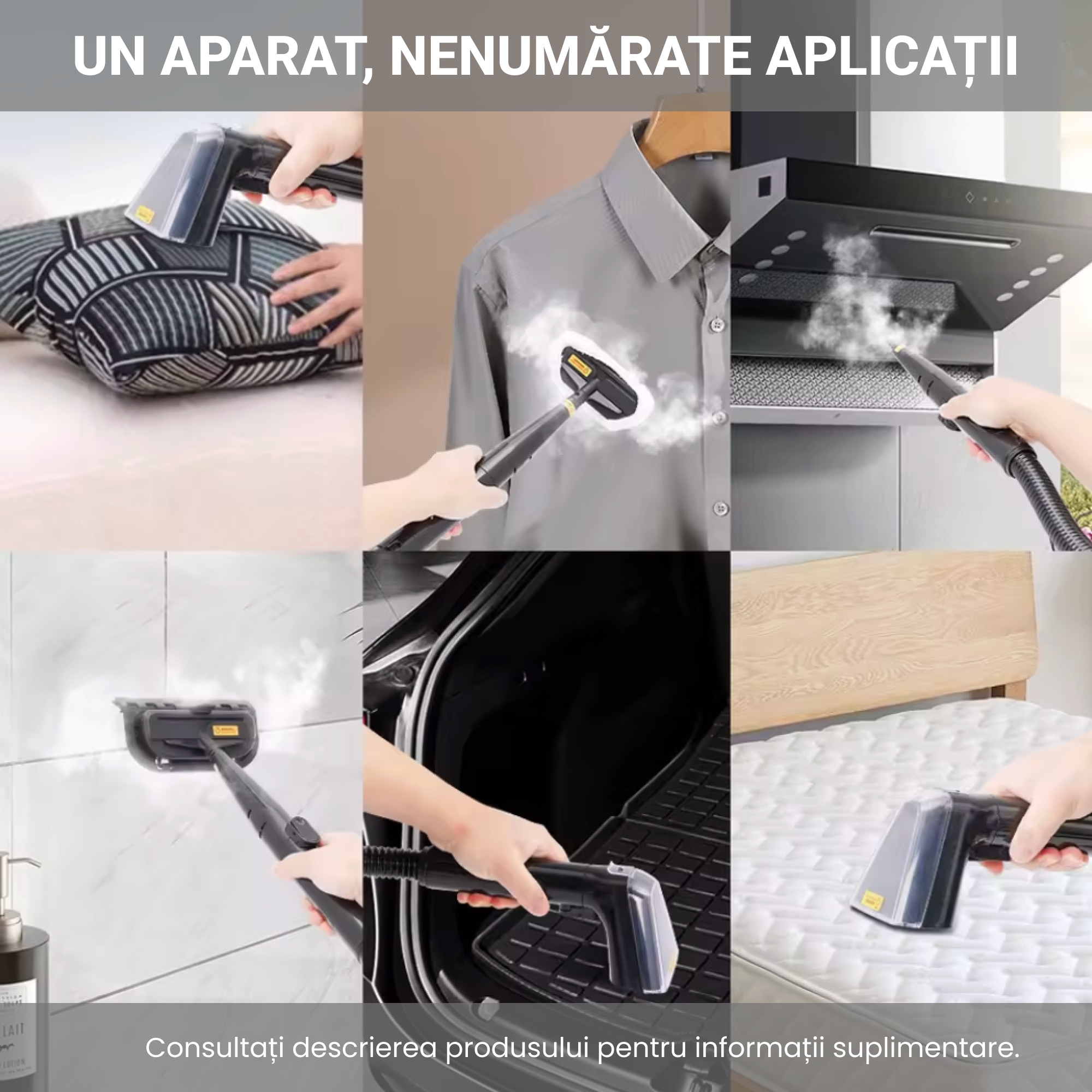 Aspirator Cu Spalare 4 In 1 SeveShop® C6 Max Teendow, Aspirator cu Aburi, Aspirator Cu Spalare Multifunctional Pentru Covor Si Tapiterie, Rezervor Dublu 1.2L, Putere 1650W, Putere De Aspirare 12000Pa, Design Compact, Ideal Auto, Canapea, Gri