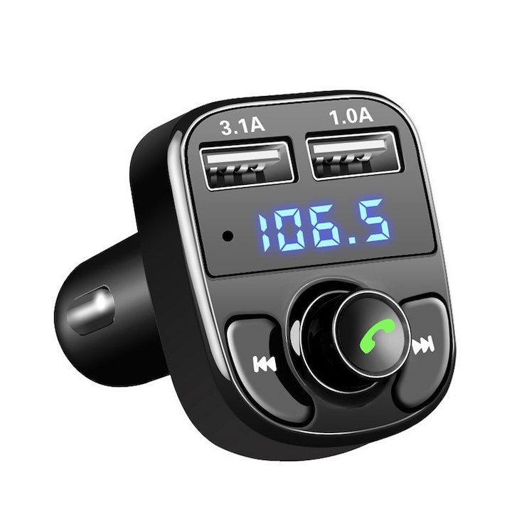 X8 Bluetooth FM adó, gyors töltés, TF kártya és USB támogatás, 12V-24V