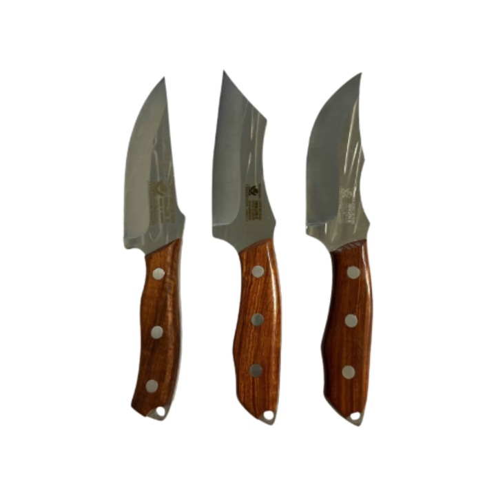 Set 3 cutite profesionale VICTINY, otel carbon, maner ergonomic lemn, 10.5x22cm