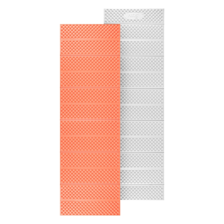 Сгъваема подложка за къмпинг, NILS CAMP, 195x60x1.5 см, водоустойчива, топлоизолация, оранжево/бяло