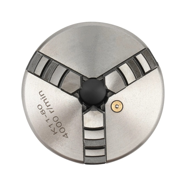 Mandrină de strung autointreptătoare cu 3 bacuri, 80 mm, aurie, pentru prindere internă 2, 5-7 cm, externă 0, 2-2, 2 cm