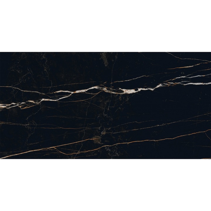 Placi ceramice Mexen Flamingo Black, 120x60cm, luciu inalt, 9mm, set 2 bucati, negru