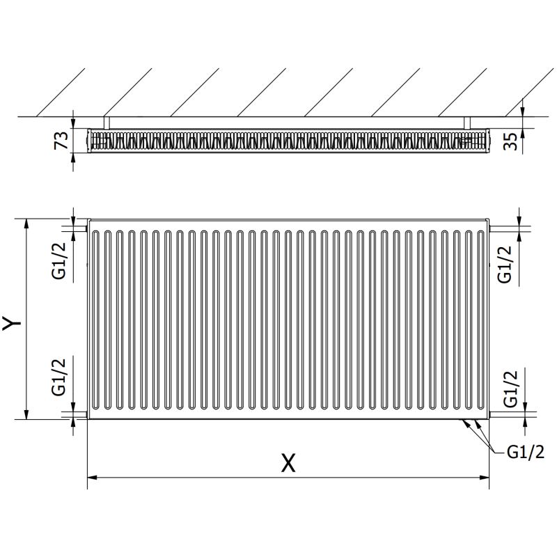 Mexen CV21 radiator din tabla 400 x 1000 mm, conectare inferioara, 926 ...