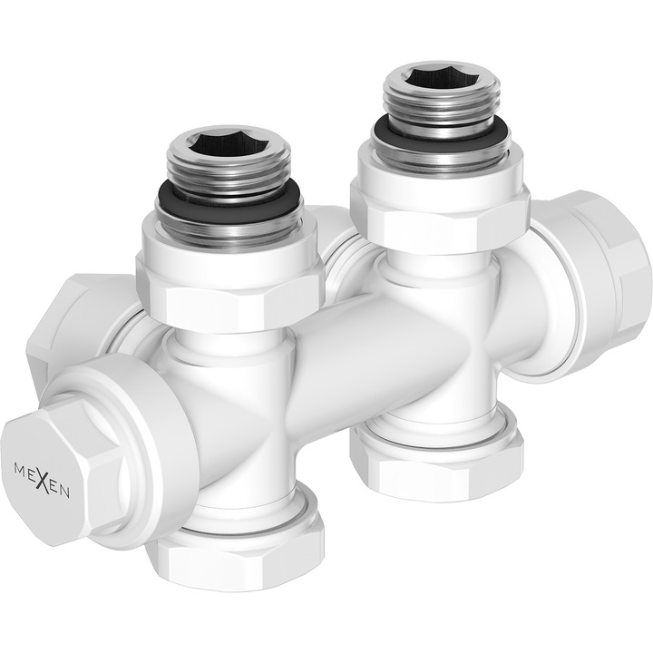 Mexen valva radiator unghiulara/dreapta, Duplex, DN50, alb - W908-000-20