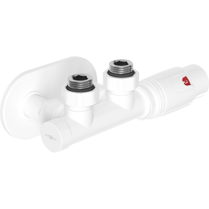 Mexen G00 set cu termostat coltar cu masca R, Duplex, DN50, alb - W907-900-905-20
