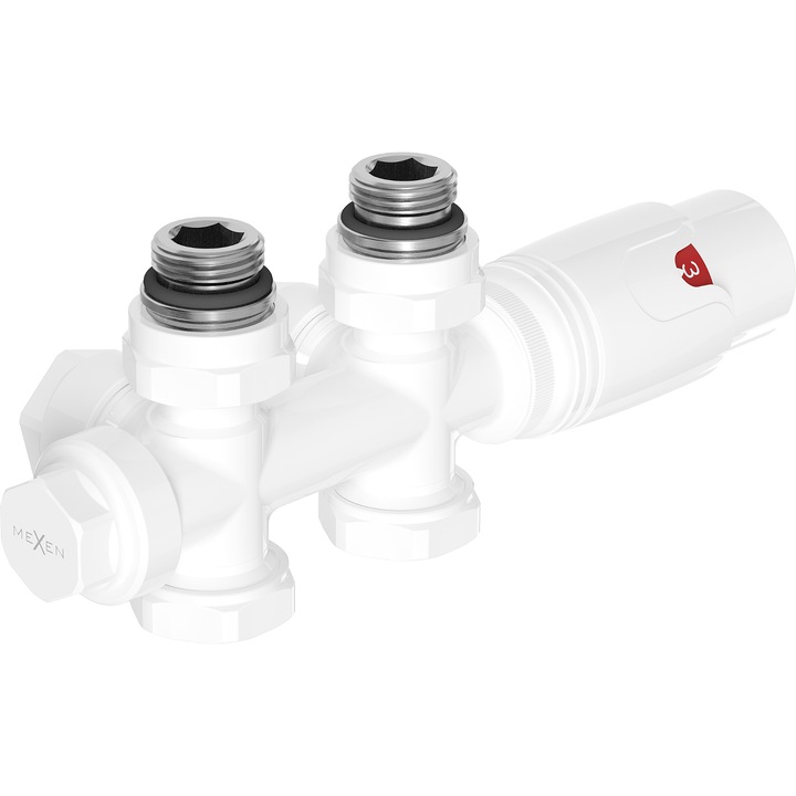 Mexen G00 set termostatic coltar/drept, Duplex, DN50, alb - W908-900-20