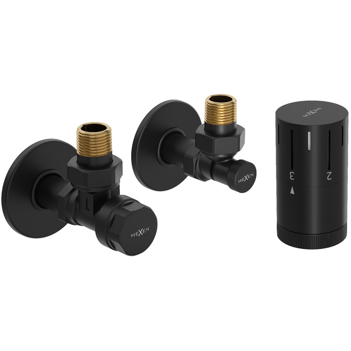 Mexen G05 set termostatic unghiular cu masca R, negru - W901-958-904-70