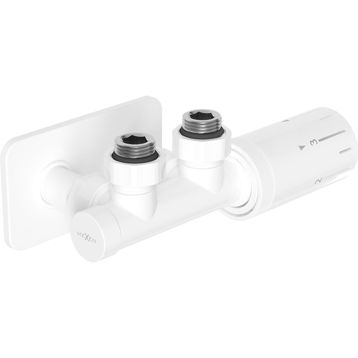 Mexen G05 set de termostat unghiular cu capac S, Duplex, DN50, alb - W907-958-910-20