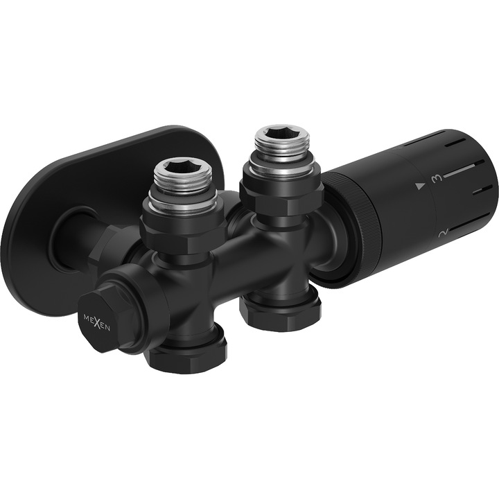 Mexen G05 set termostatic unghiular/drept cu rozeta R, Duplex, DN50, negru - W908-958-905-70