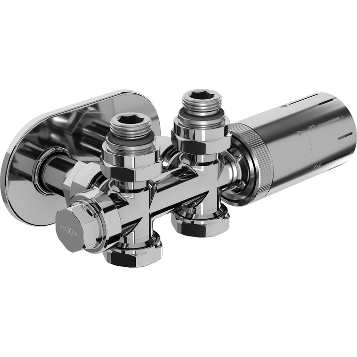 Set termostatic unghiular/drept Mexen G05, crom, DN50, rozeta S