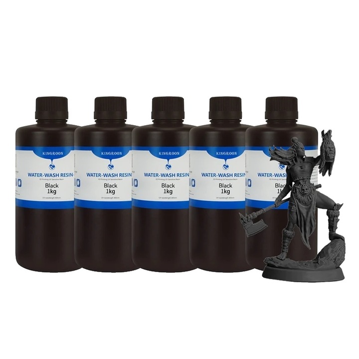 Vízben oldódó gyanta, 5 kg, fekete, kényelmes használat, nagy pontosság, Kingroon, 5 db