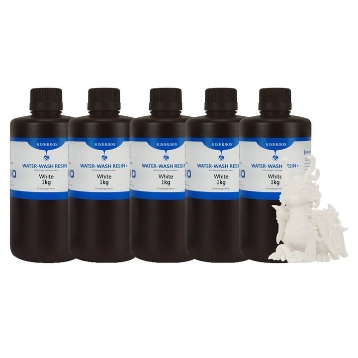 Rasina lavabila cu apa, 5kg, alb, pentru imprimante 3D, vascozitate scazuta, utilizare confortabila, Kingroon