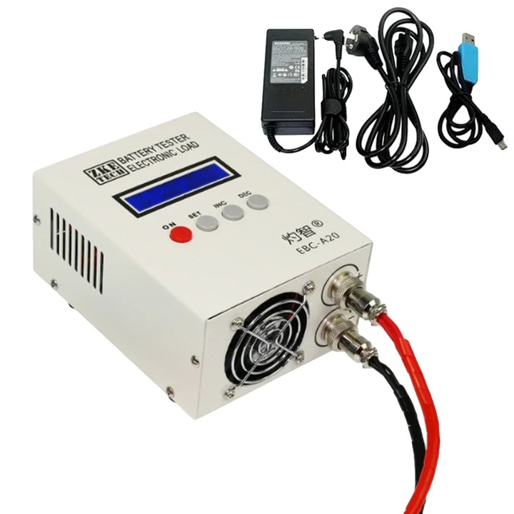 Tester capacitate baterie, display LCD, conectivitate USB, 0-30V, 20A