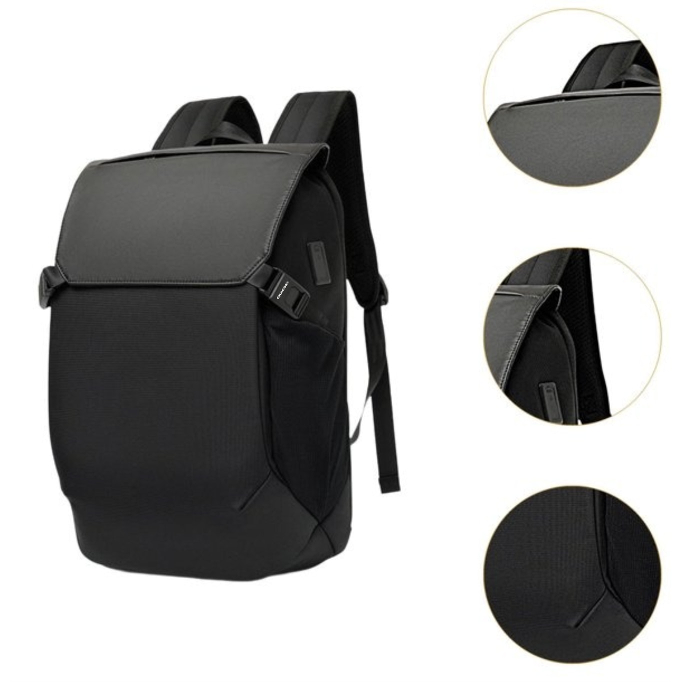 Rucsac unisex business pentru laptop, Cracos® 15.6”, port USB, 45x16x32 cm, negru