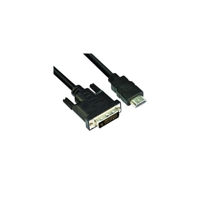 Cablu HDMI-DVI, VCOM, HDMI M - DVI24 + 1M 1080P, Lungime 1.8 m, Negru
