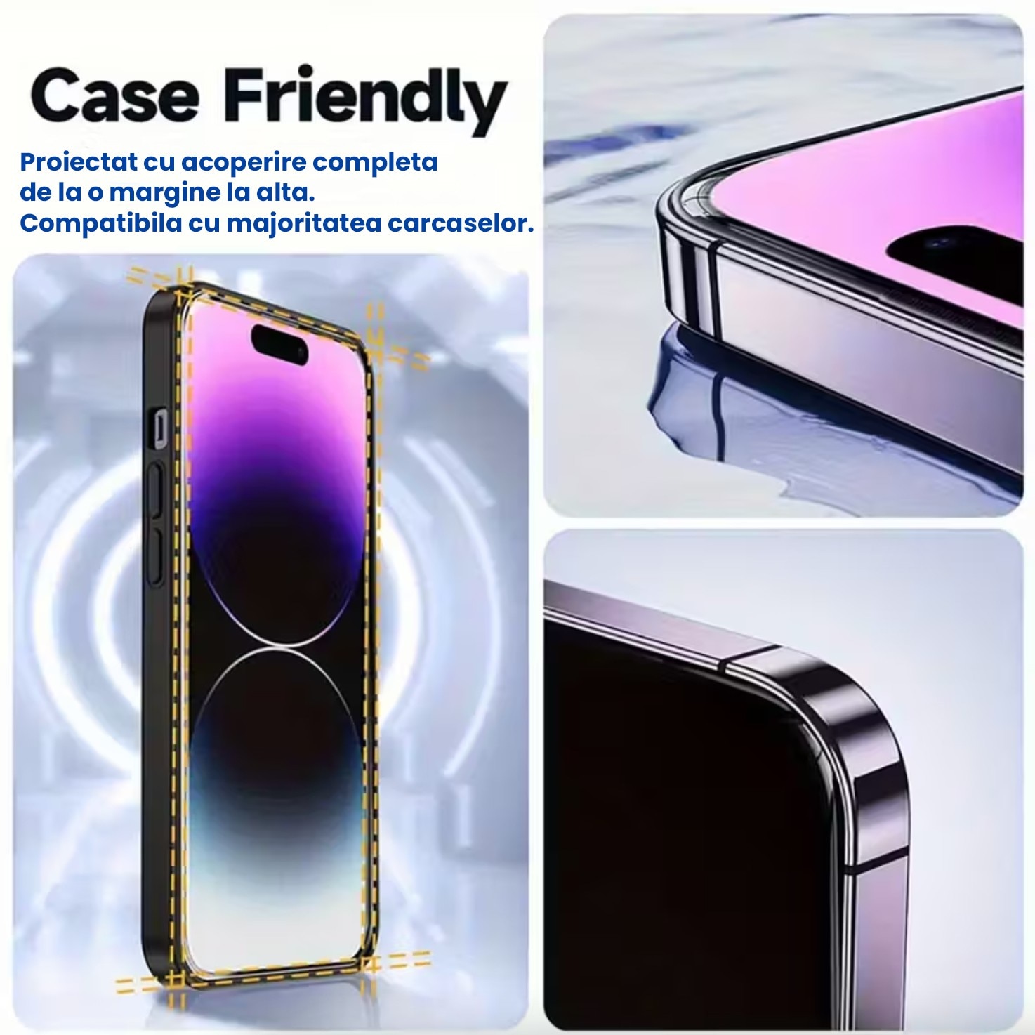 Folie de Protectie pentru Apple iPhone 16, Flippy, Sticla Securizata 3D, High Definition pentru Ecran complet, Anti Zgirieturi, Anti bule, Transparenta