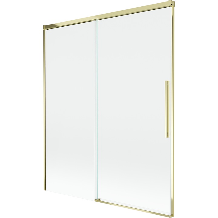 Paravan cada Mexen Rox cu 2 aripi glisante, transparent, auriu, 140x150cm