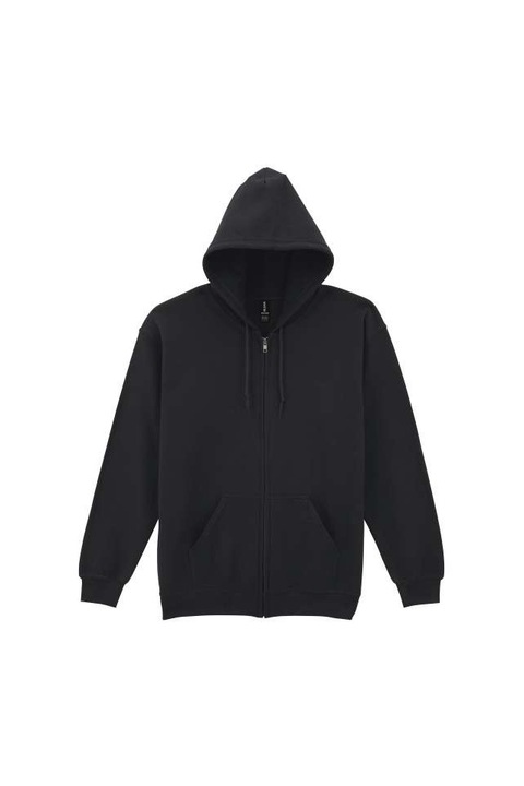 Мъжки суичър, плътен с качулка и цял цип - GI18600, Черен