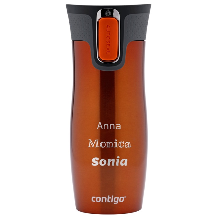 Cana termica Contigo West Loop 2.0 cu inscriptie personalizata - gravura - portocalie