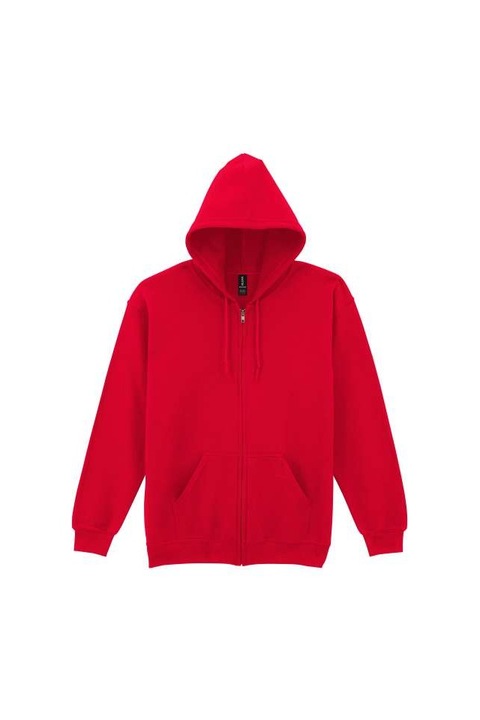 Мъжки суичър, плътен с качулка и цял цип - GI18600, Червен