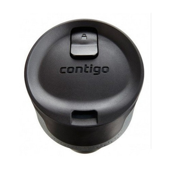 Cana termica Contigo West Loop Mini 300ml, gravura personalizata, negru metalic, 100% rezistenta la scurgeri