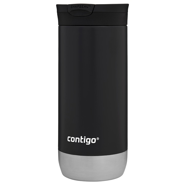 Cana de cafea termica, Inox, Contigo Huron 2.0 470ml - I Love You - Negru