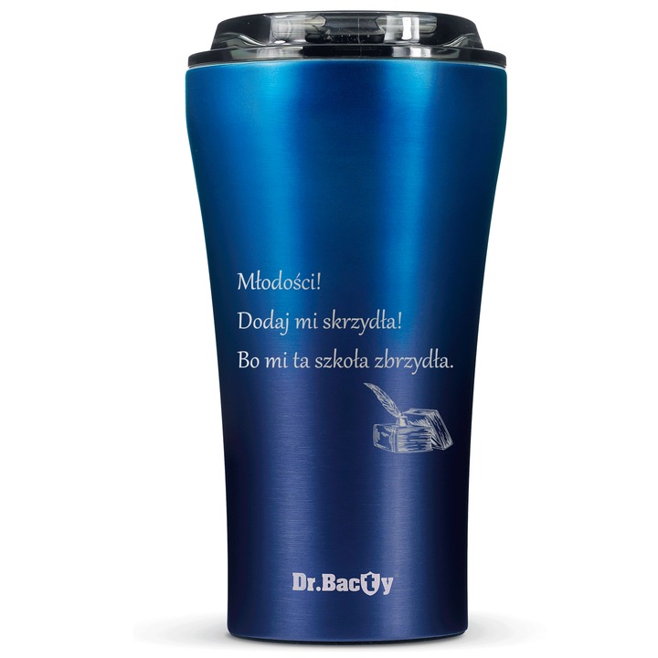 Cana termica Apollo, 360 ml, Albastru Monaco, izolatie ceramica, design ergonomic