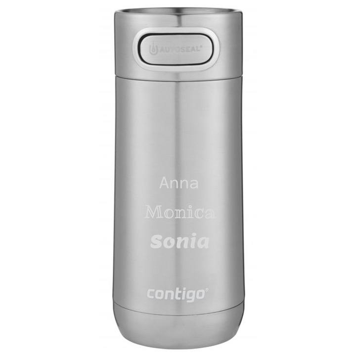 Cana termica Contigo Luxe 360ml cu inscriptie personalizata, gravura, otel inoxidabil, etansa, tehnologie Autoseal