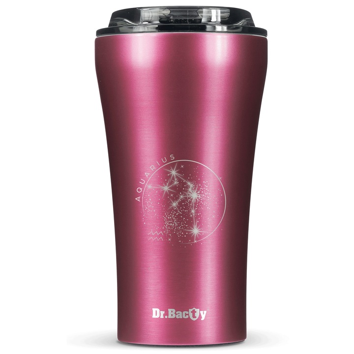 Cana termica Apollo, Dr.Bacty, 360 ml, izolatie ceramica, roz