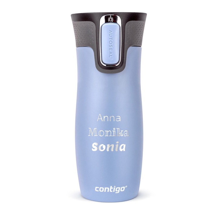 Cana termica Contigo West Loop 2.0 cu gravura, 470 ml, 100% etansa, argintie