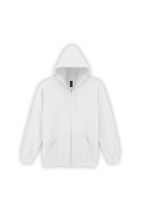 Мъжки суичър, плътен с качулка и цял цип - GI18600, Бял