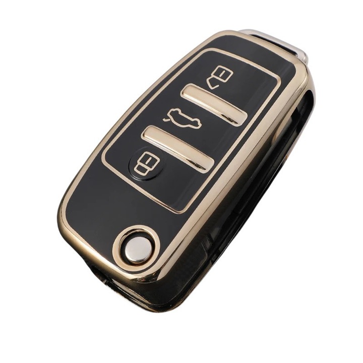 Kulcstartó tok Audi A3 8L 8P A4 B6 B7 B8 A6 C5 C6 4F RS3 Q3 Q7 TT 8L 8V S3 fekete