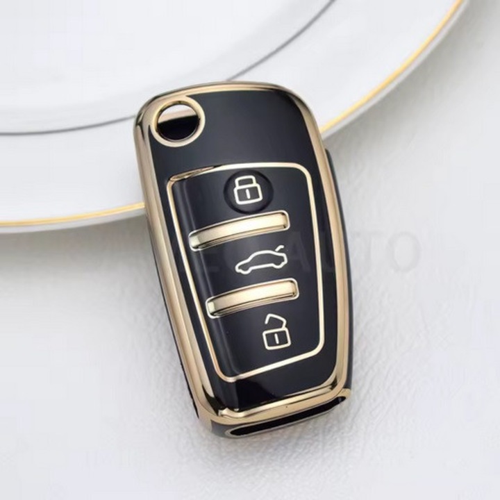 Kulcstartó tok Audi A3 8L 8P A4 B6 B7 B8 A6 C5 C6 4F RS3 Q3 Q7 TT 8L 8V S3 fekete