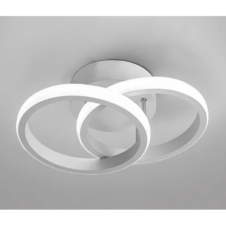 Lustra moderna, alba circulara, lumina tricolora, dimabila