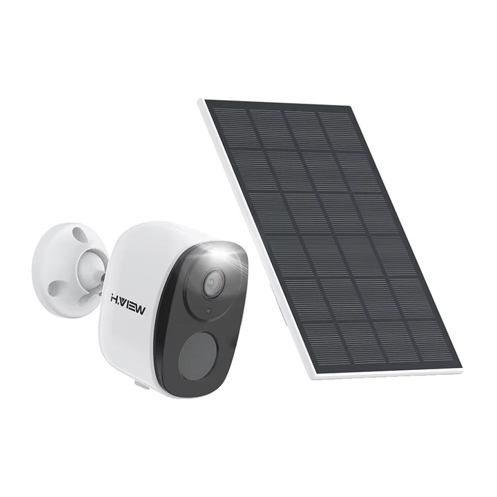 Camera de supraveghere, 3MP, conectivitate wireless, alimentare solara, rezistenta la intemperii, montare pe perete