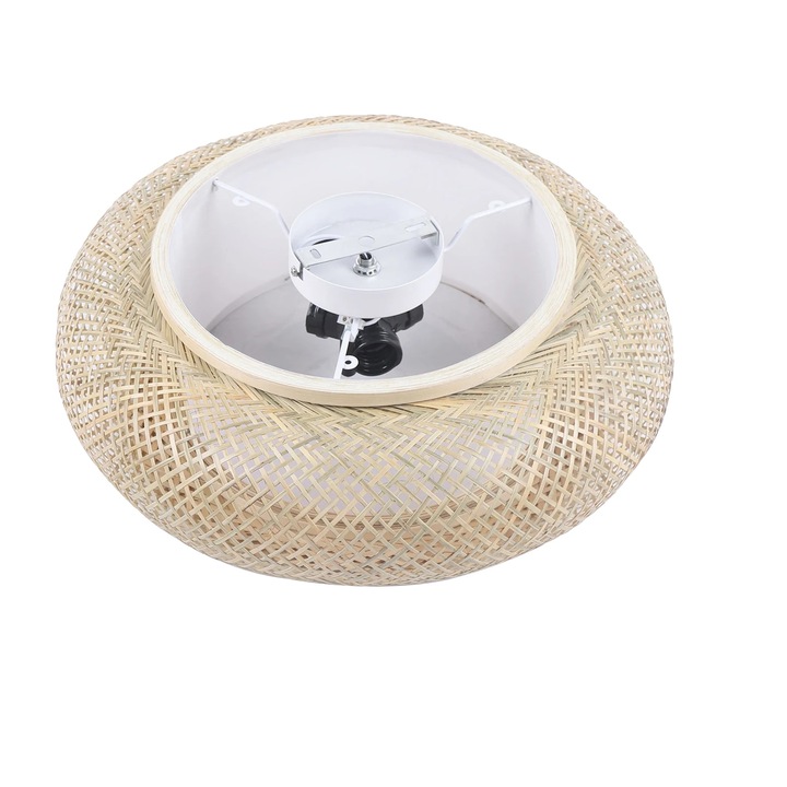 Mennyezeti lámpa, bambusz design, süllyesztett szerelés, sárga, 40cm