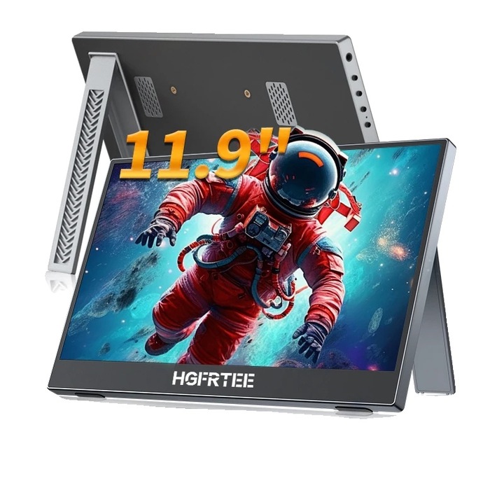 Monitor portabil, 1080P FHD, conectivitate USB-C, 11.9 inch, 1920x1080, Negru