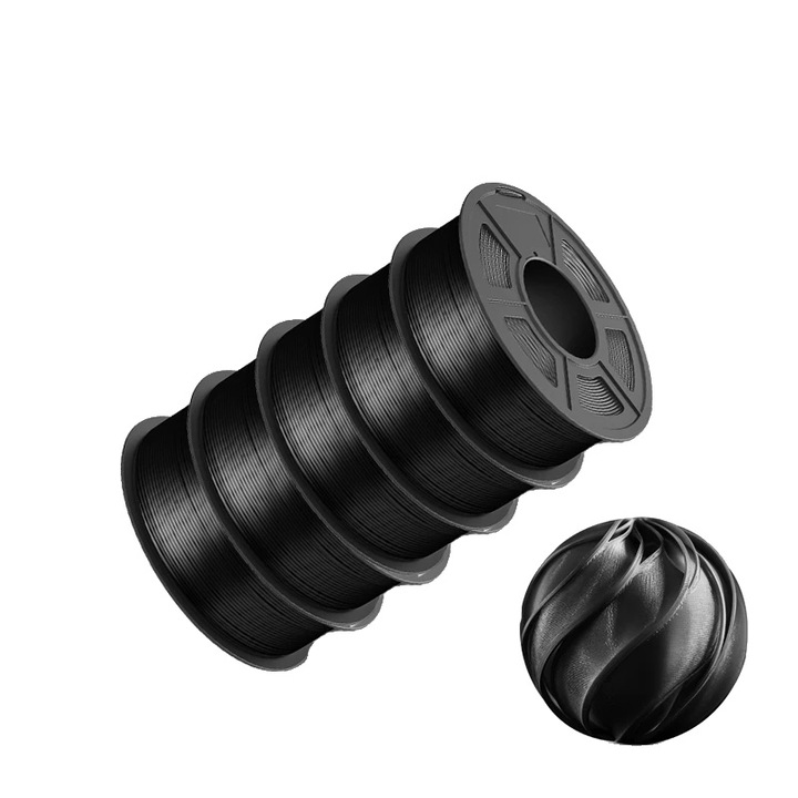 Filament 3D, TPUSILK BK-5.5KG, 1.75mm, fekete, szett