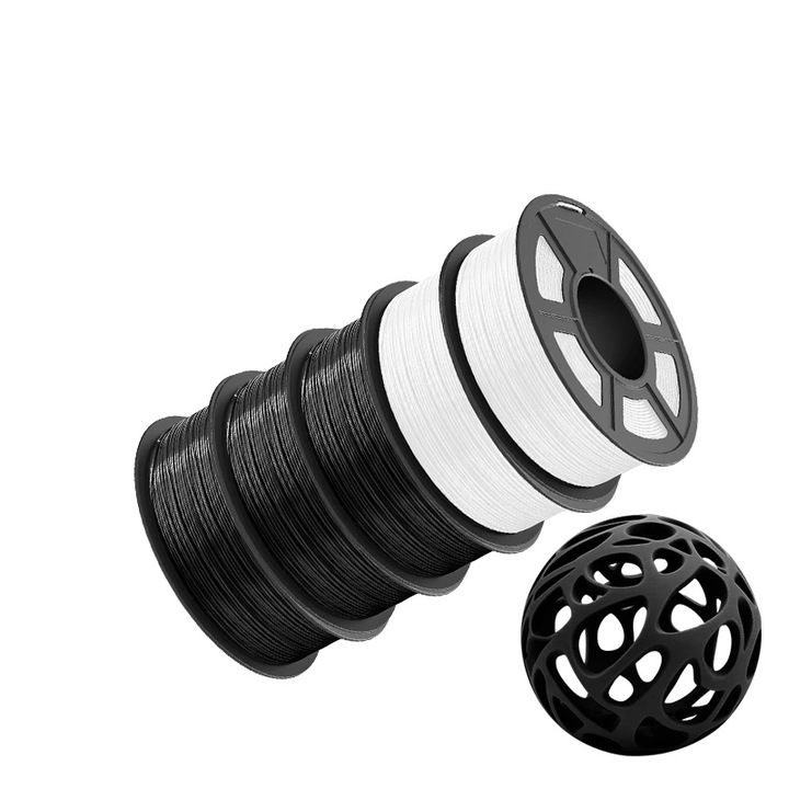 Filament 3D TPU 1.75mm, 2.5KG, kiváló minőség, 3BK 2WT, többszínű