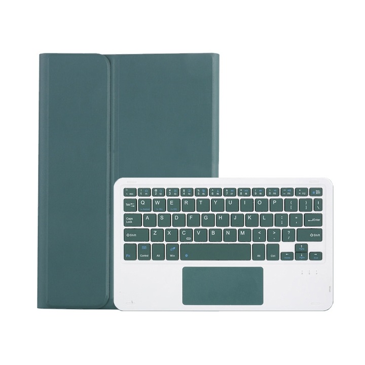 Husa cu tastatura Bluetooth 3.0 pentru Xiaomi Pad 7 / 7 Pro 11.2 inch, cu suport, tastatura detasabila, piele PU, culoare verde inchis