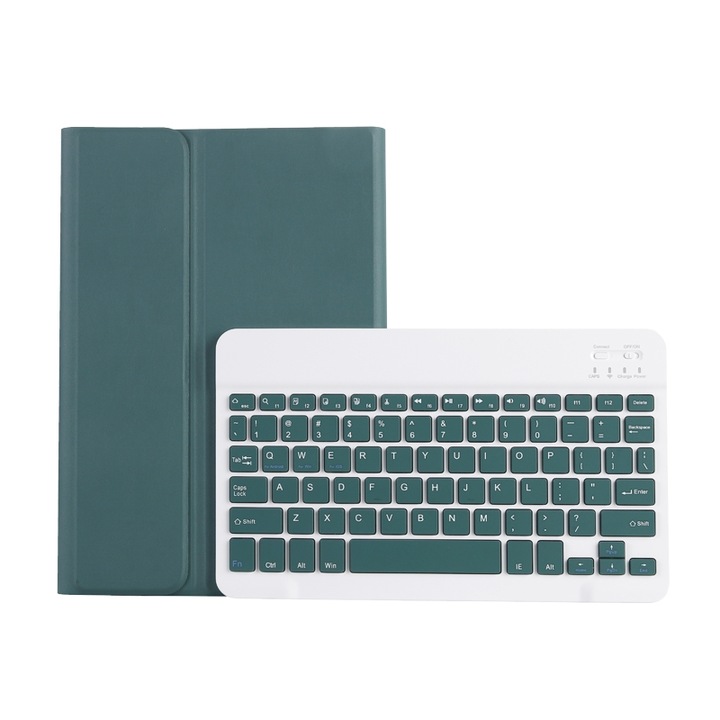 Husa cu tastatura Bluetooth 3.0 pentru Xiaomi Pad 7 / 7 Pro 11.2 inch, cu suport, tastatura detasabila, piele PU, Verde inchis
