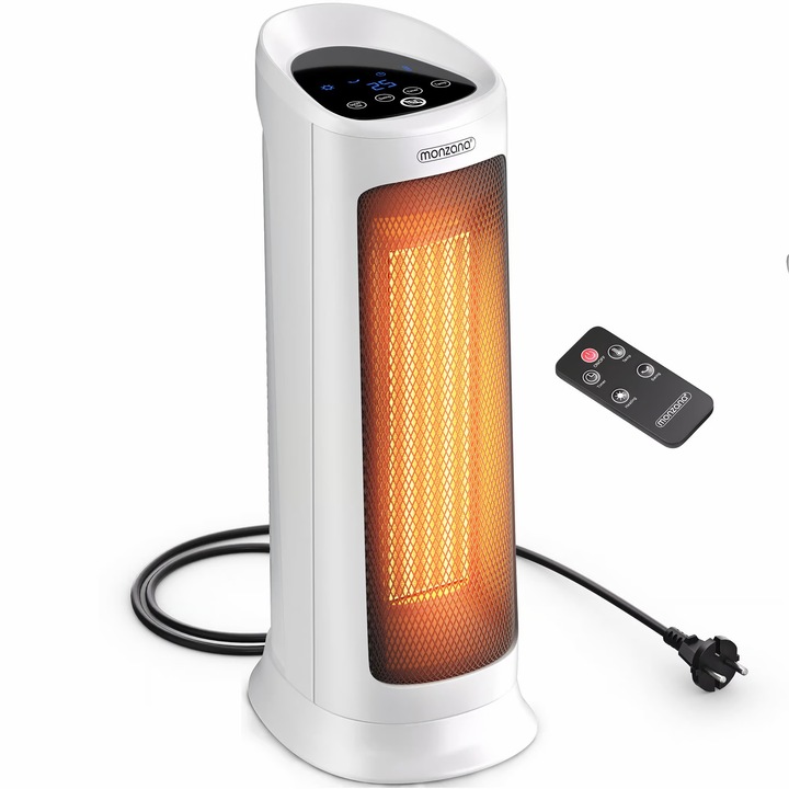 Aeroterma electrica, Monzana, 2000W, alb, 22x18x44cm, 4 trepte de intensitate, temporizator