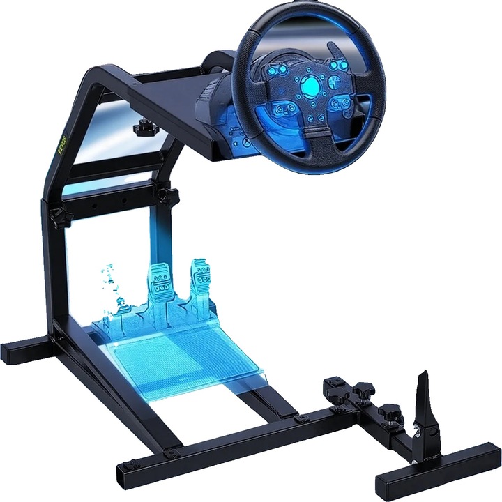 Volan simulator de curse, inaltime ajustabila 57-72.5 cm, dimensiune suport volan 23.2x25 cm, dimensiune placa pedala 39x49.5 cm, greutate 11.5 kg