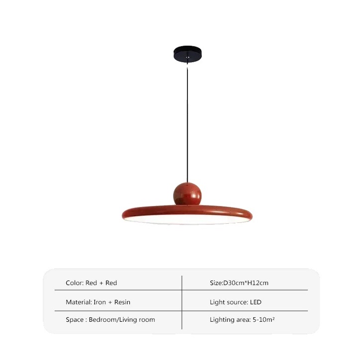 Lustra moderna, 30cm, rosie, iluminare eficienta energetic, lumina tricolora