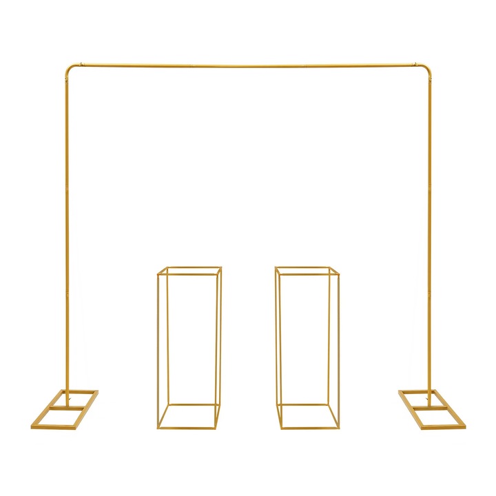 Stativ pentru Baloane, Metal, Ideal pentru Nunti si Evenimente, Auriu, 2m x 2m