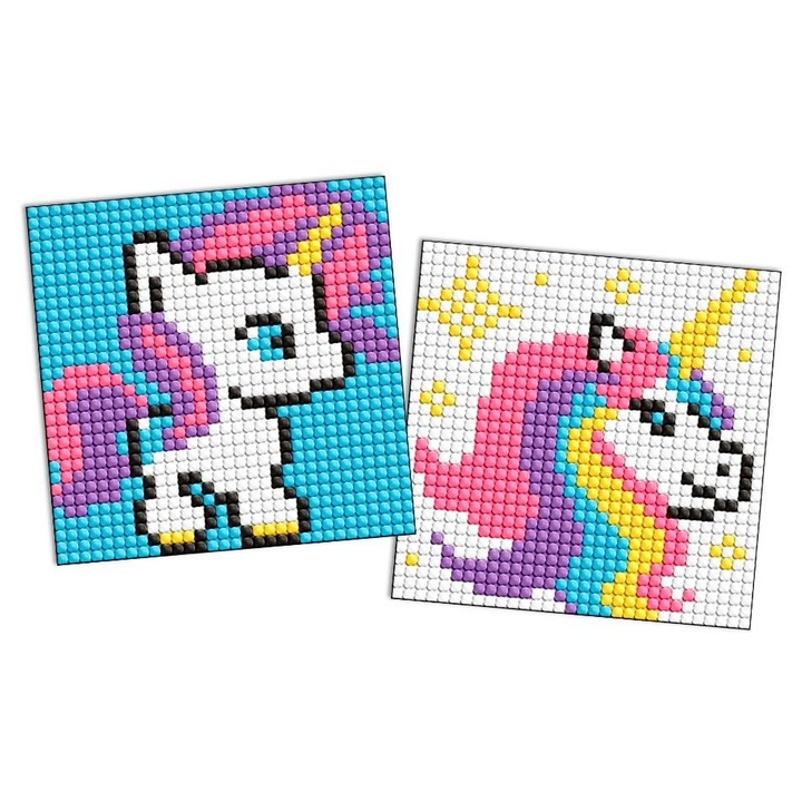 Autocolant pentru copii cu mozaic de diamant, Ideyka, unicorni, 9x9cm